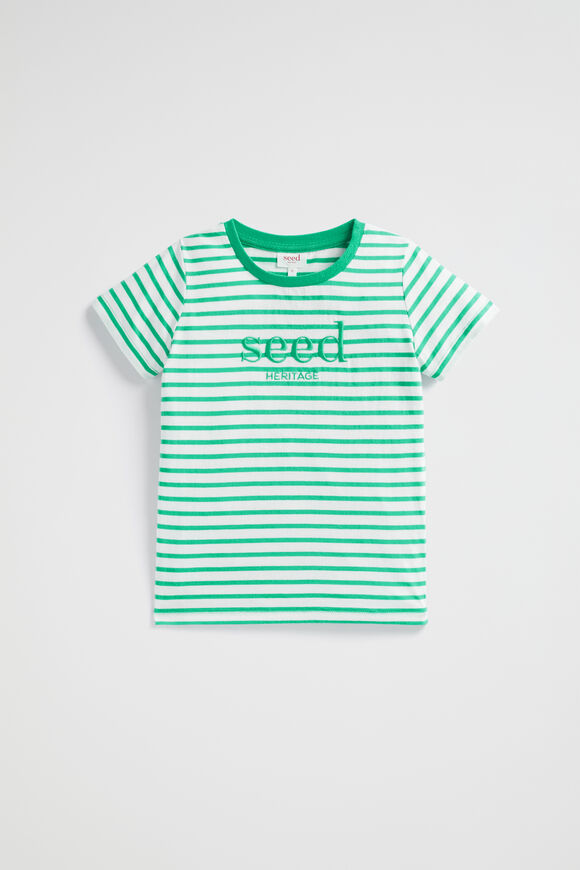 Core Logo Tee  Jade Green Stripe  hi-res