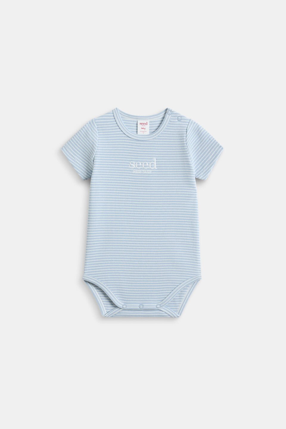 Core Rib Logo Bodysuit  Blue Stripe