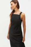 Linen Square Neck Bias Slip Dress  Black  hi-res