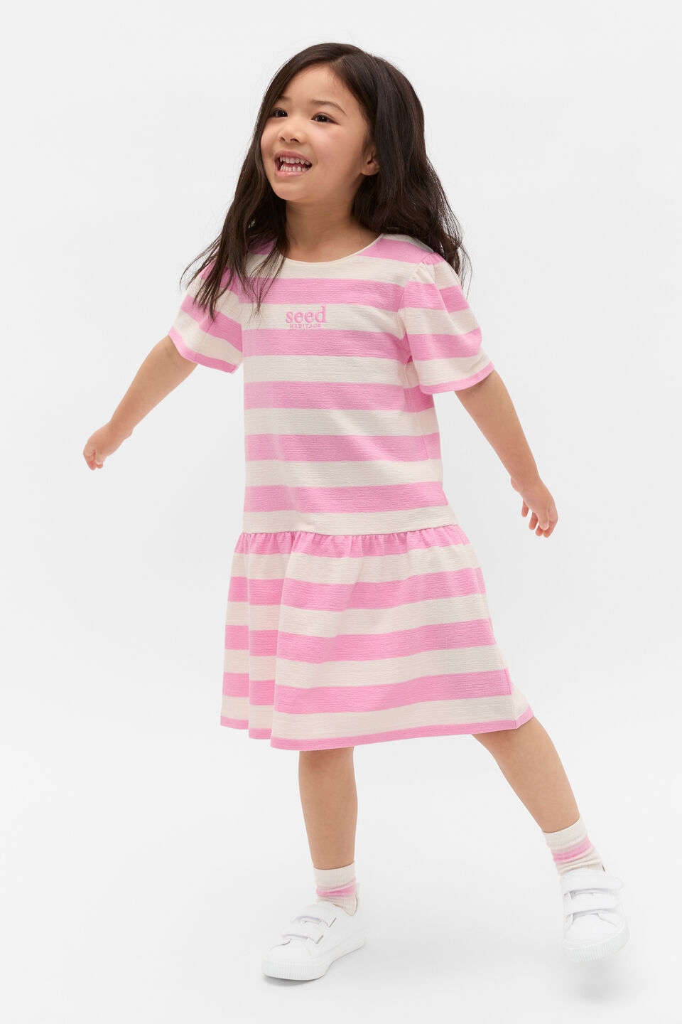 Stripe Logo Dress  Candy Pink