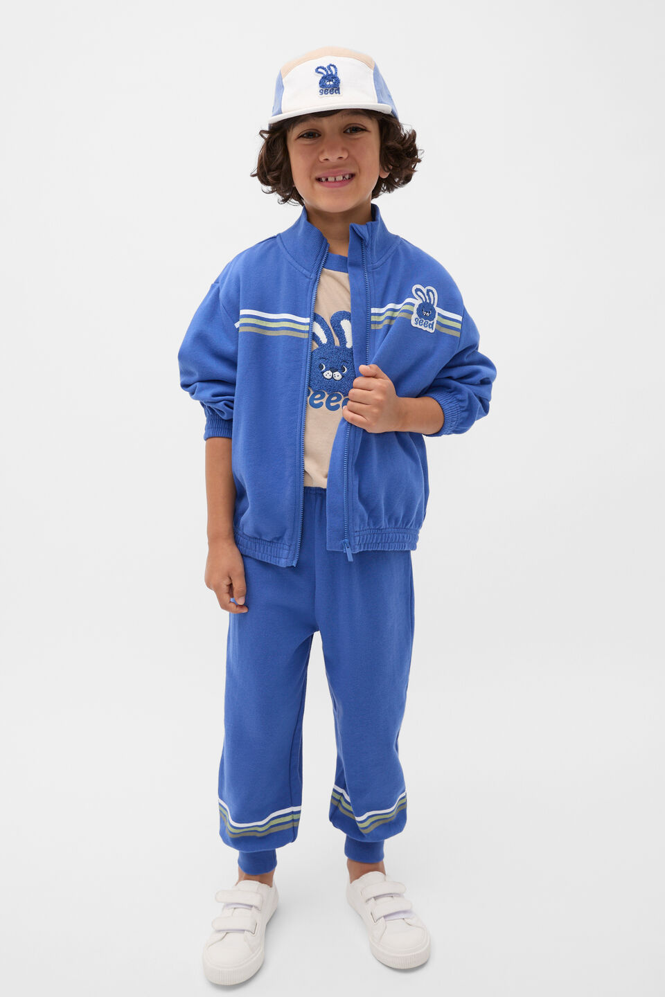 Bunny Zip Through Sweat  Mid Blue