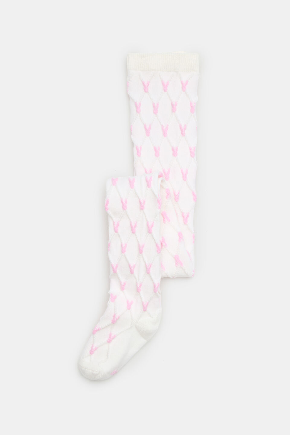 Bunny Jacquard Tights  Vanilla