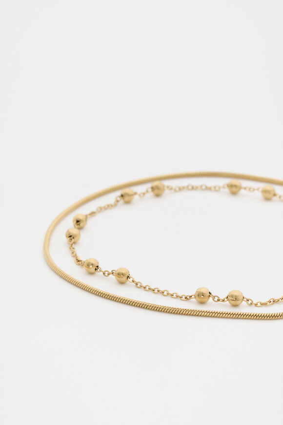 Waterproof Double Chain Bracelet  Gold  hi-res