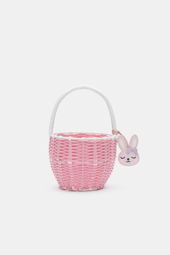 Woven Bunny Basket  Pink Lemonade  hi-res