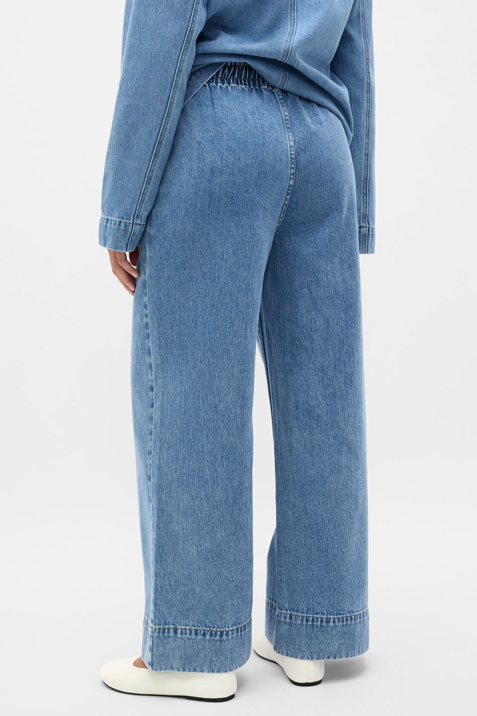 Elasticated Wide Leg Jean  Mist Blue Denim