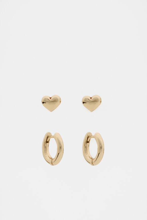 Hearts Earring Set  Gold  hi-res