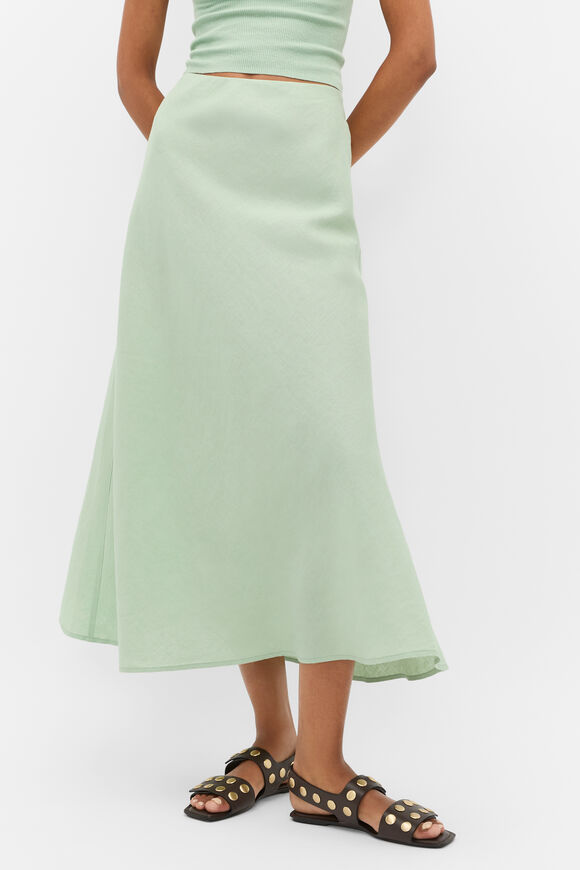 Linen Minimalist Skirt  Eucalyptus  hi-res