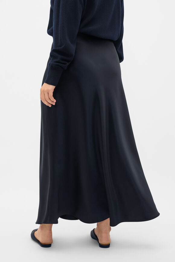Satin Midi Skirt  Twilight Blue  hi-res
