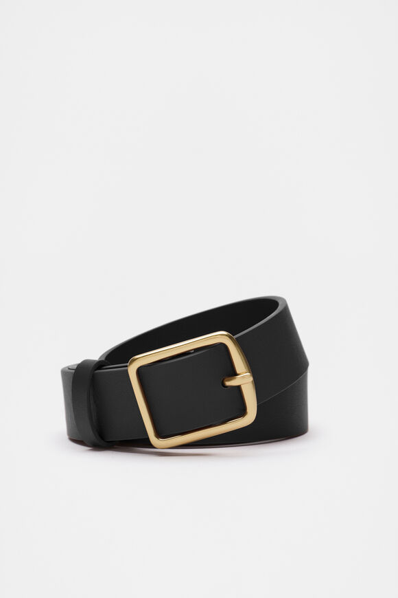 Abby Classic Leather Belt  Black Gold  hi-res