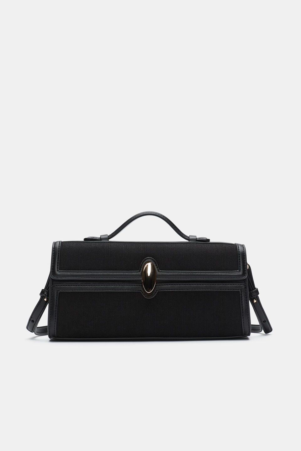 Textured Fabric Clutch  Black