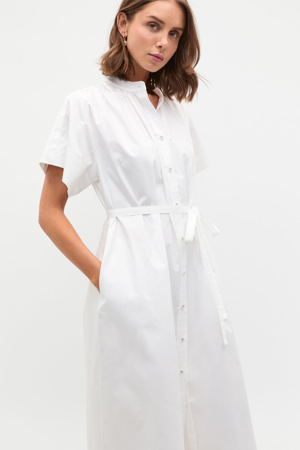 Poplin Voluminous Maxi Dress  Whisper White