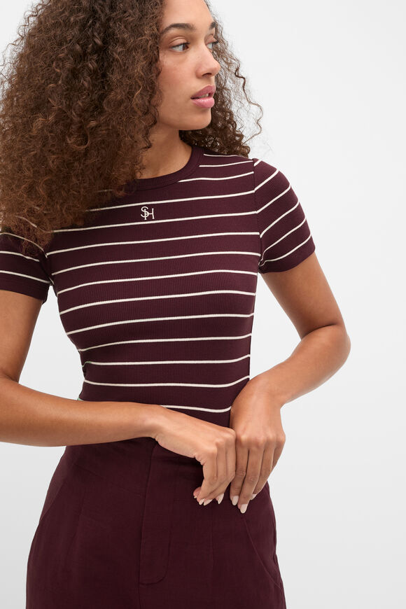 Heritage Rib Tee  Plum Red Stripe  hi-res