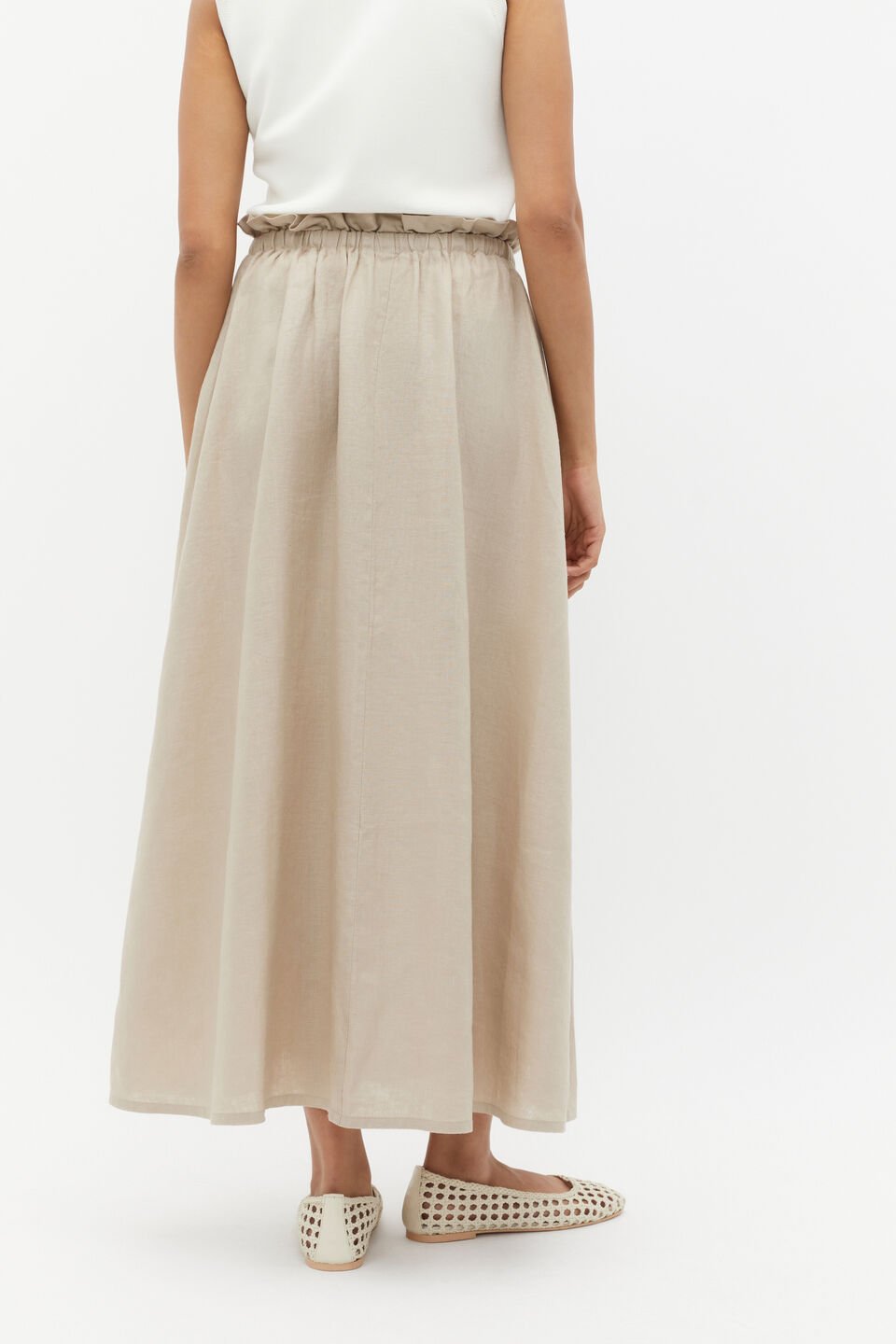 Linen Elasticated Skirt  Cool Sand