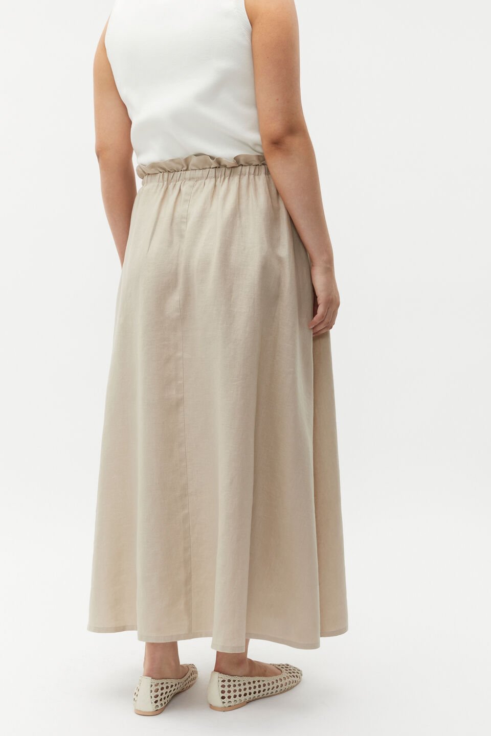 Linen Elasticated Skirt  Cool Sand