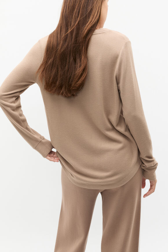 Supersoft Waffle V Neck Top  Cookie  hi-res