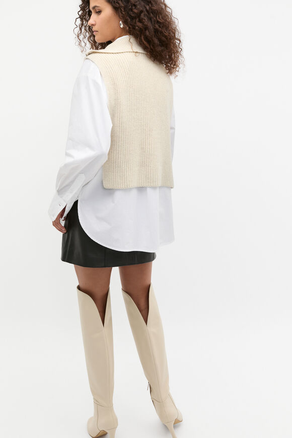 Rib Knit Collar Bib  Oat Marle  hi-res
