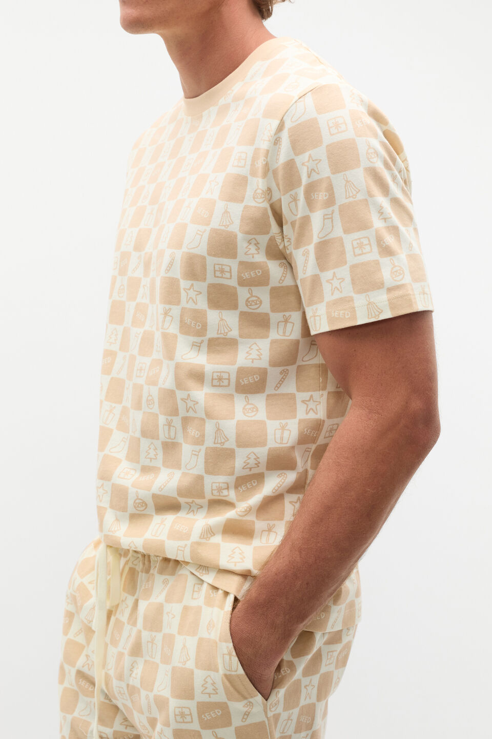 Christmas Check Pyjama  Ecru