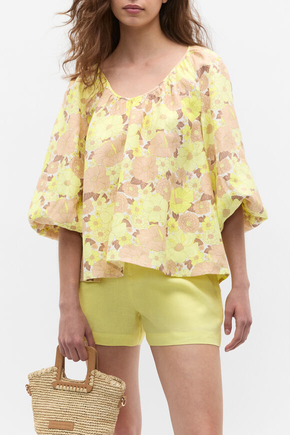 Linen Vintage Floral Scoop Neck Blouse  Vintage Floral  hi-res