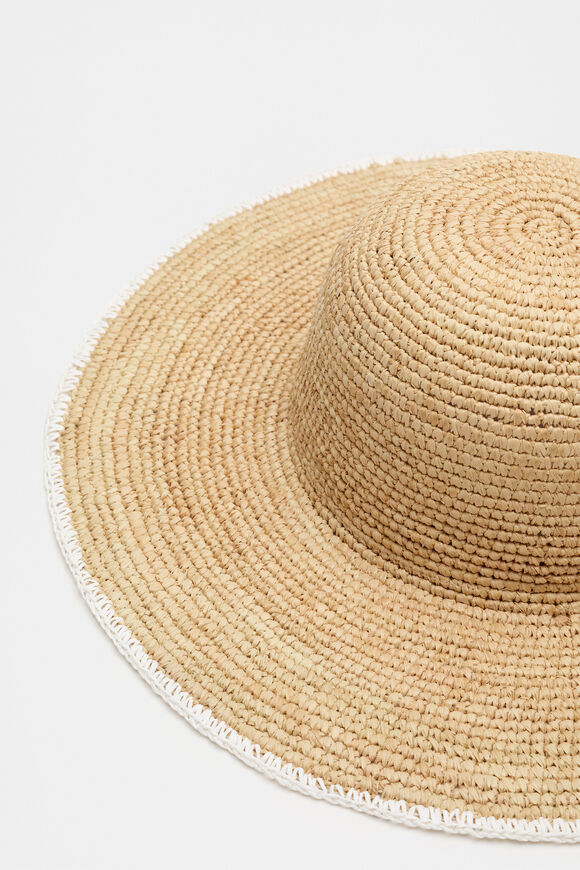 Wide Brim Contrast Hat  White  hi-res