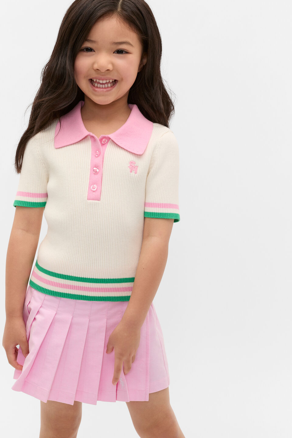 Polo Collar Knit Top  Classic Cream