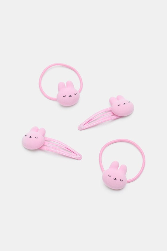 Flocked Bunny Hair Set  Candy Pink  hi-res
