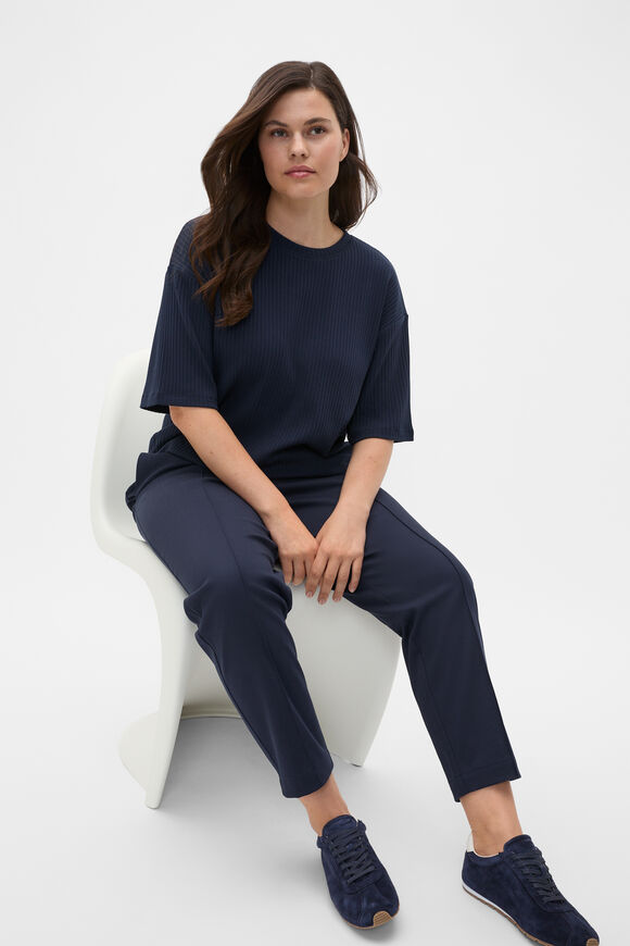 Cotton Rib Longline Tee  Twilight Blue  hi-res