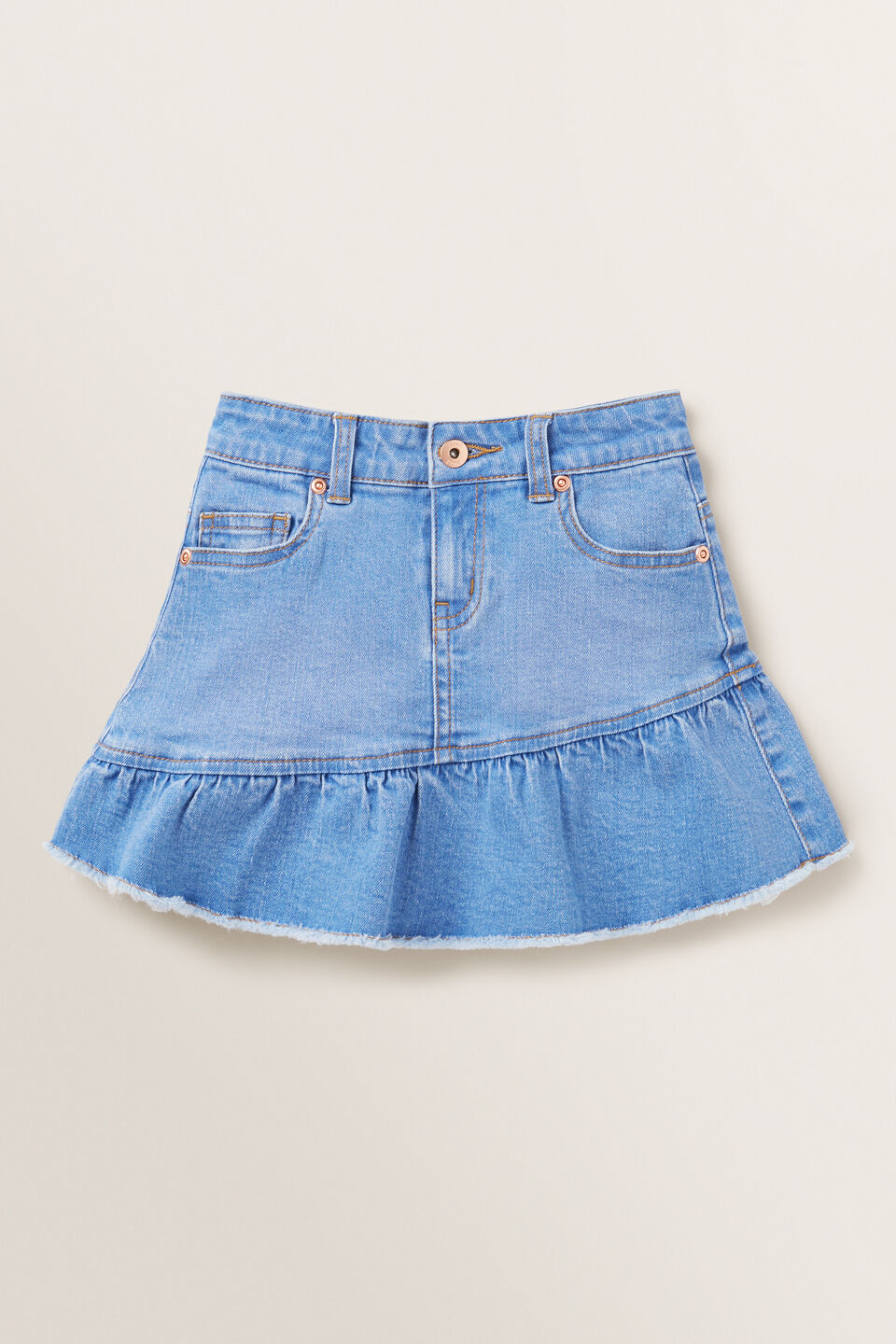 Asymmetric Denim Skirt  