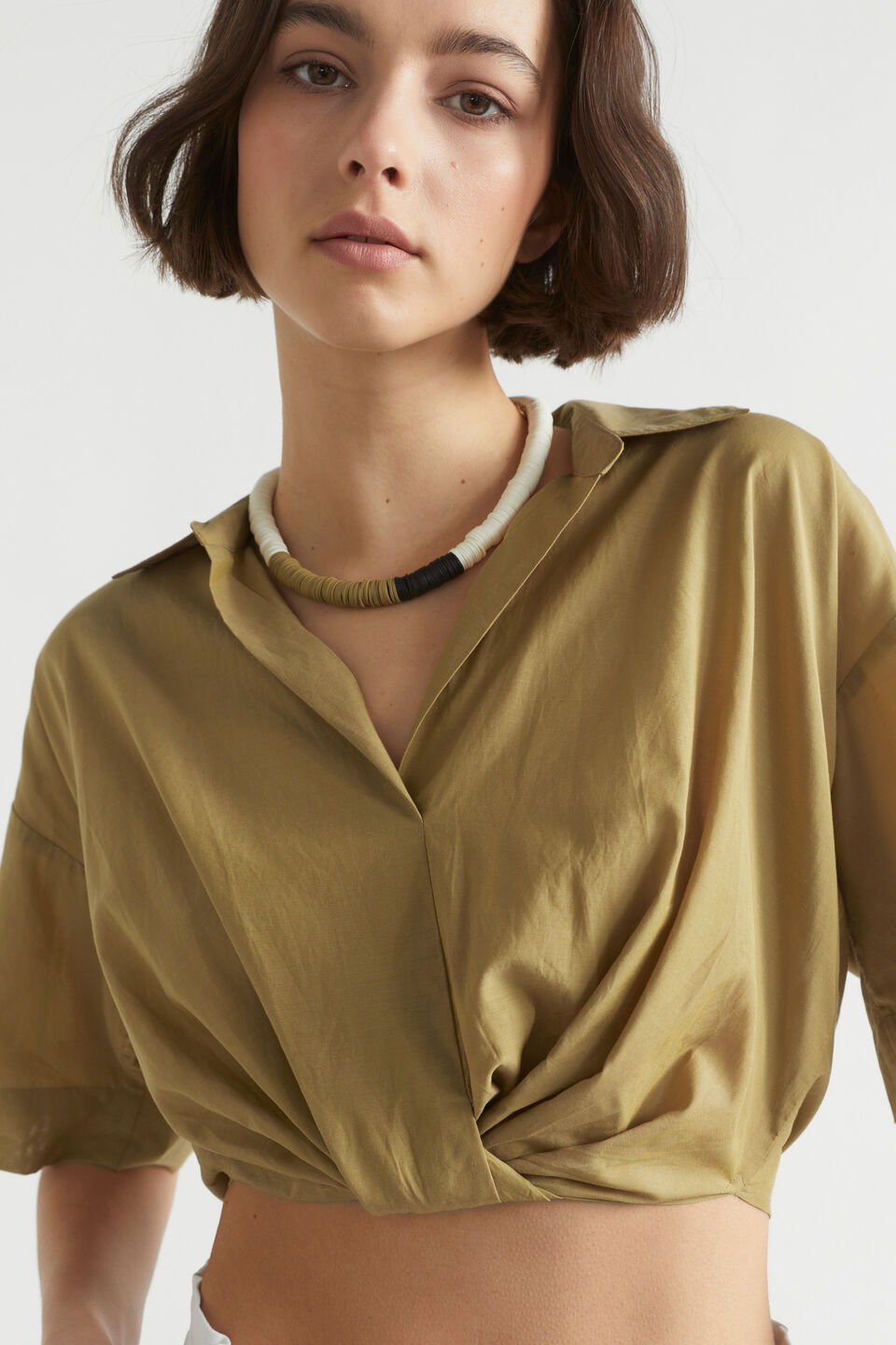 Voile Tuck Hem Shirt  Deep Bronze