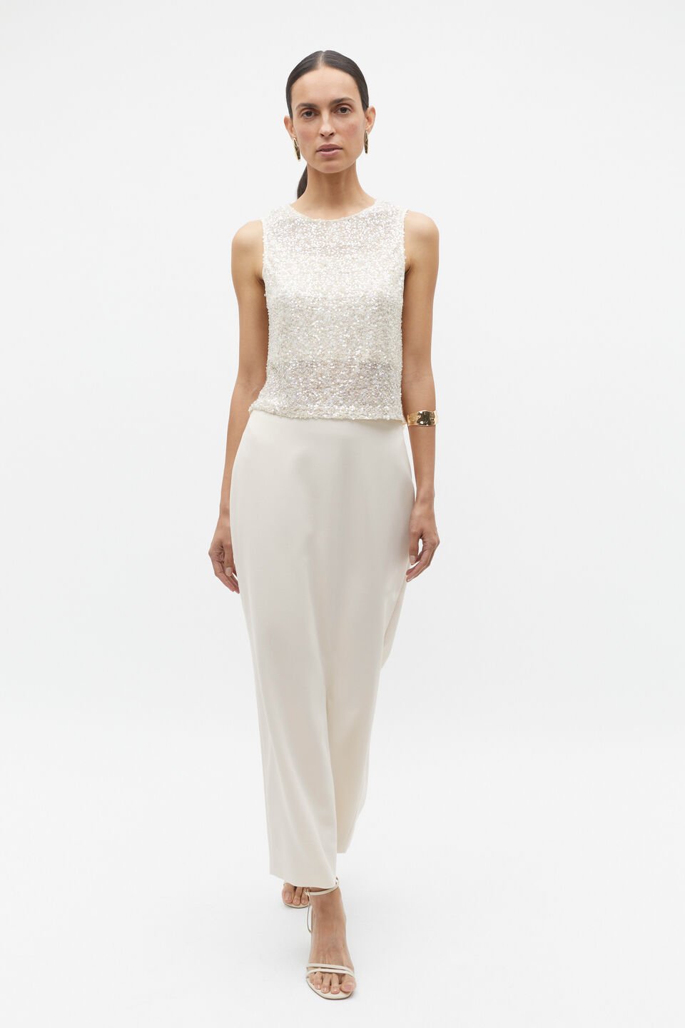 Tailored Column Skirt  Frappe