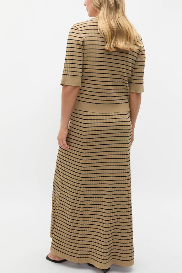 Stripe Rib Knit Short Sleeve Cardigan  Rye Stripe  hi-res