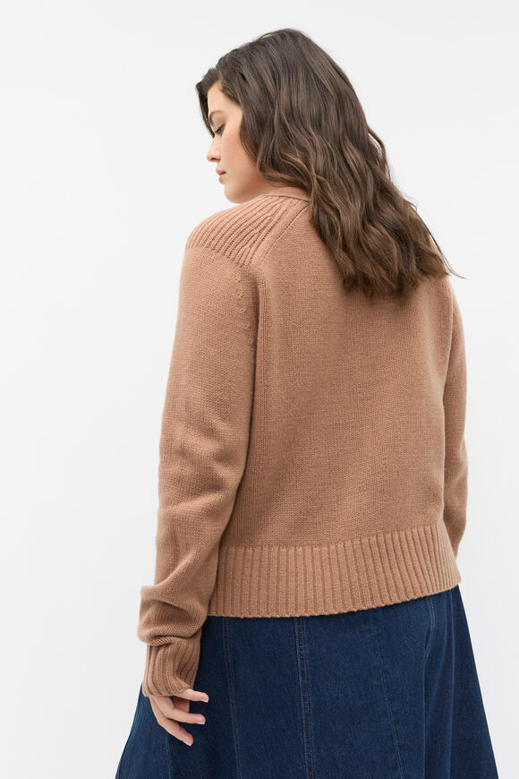 Merino Wool V Neck Pocket Cardigan  Amaretto  hi-res