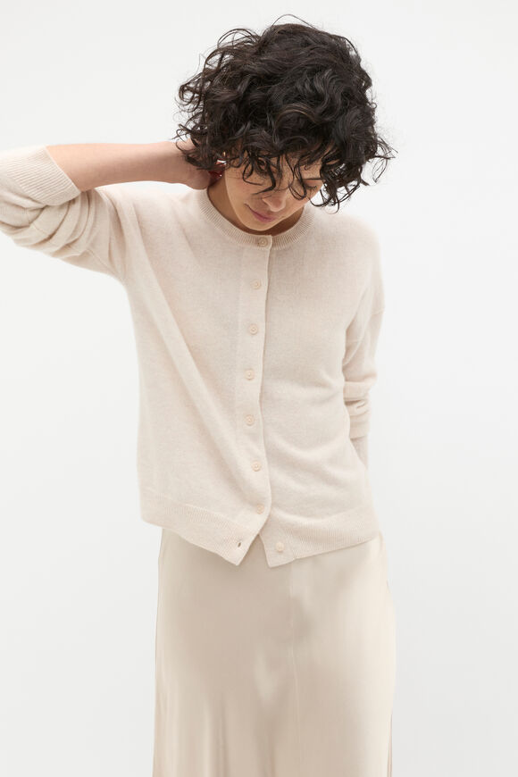 Cashmere Button Knit Cardigan  Oat Marle  hi-res