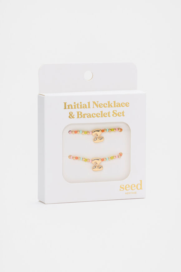 Initial Necklace And Bracelet Set  Z  hi-res
