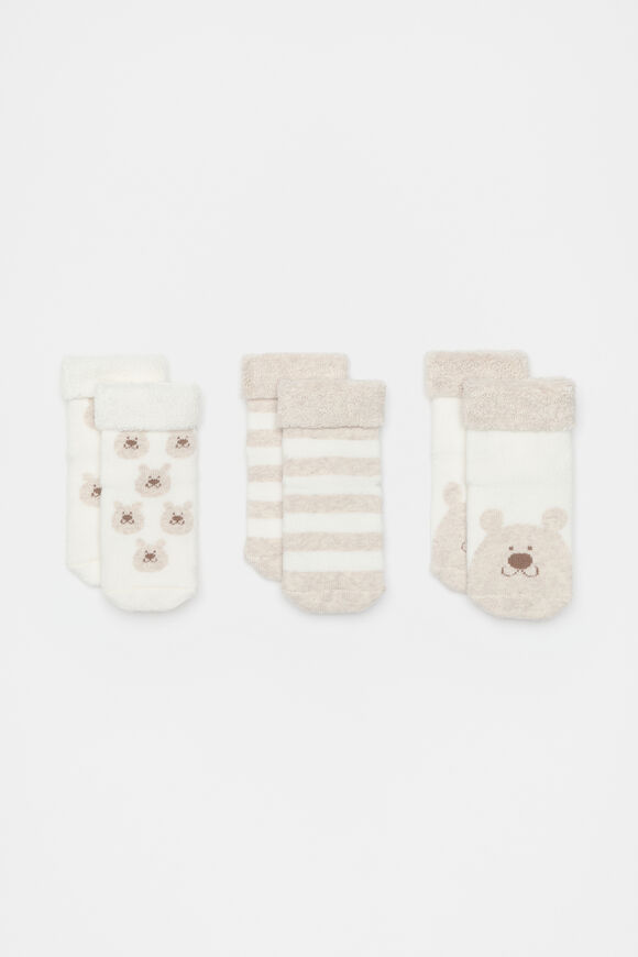 Bear Terry Sock  Oat Marle  hi-res