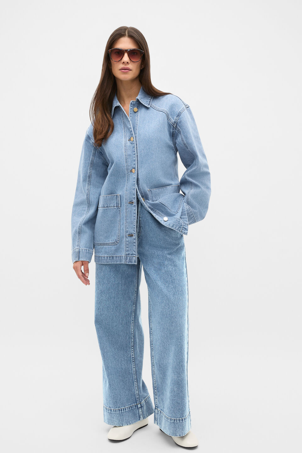 Denim Shacket  Mist Blue Wash