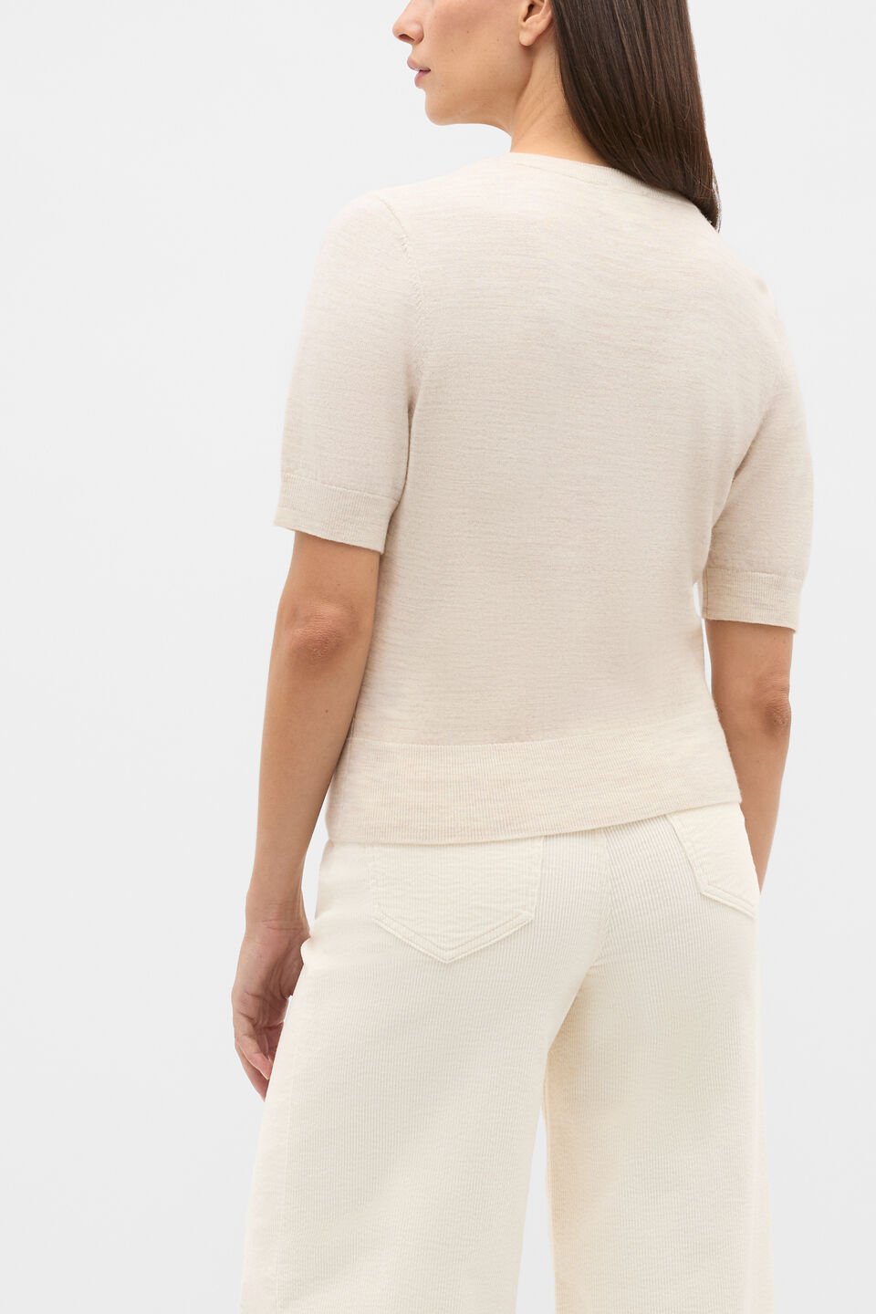 Australian Merino Crew Neck Tee  Mist Marle