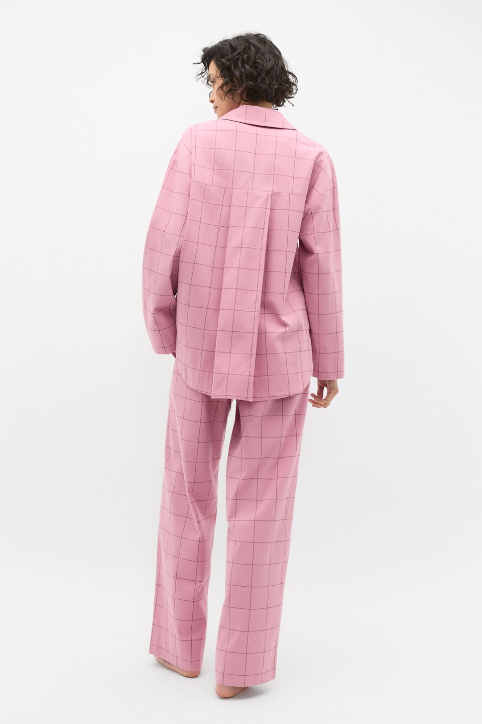 Flannelette Shirt and Pant PJ Set  Mauve