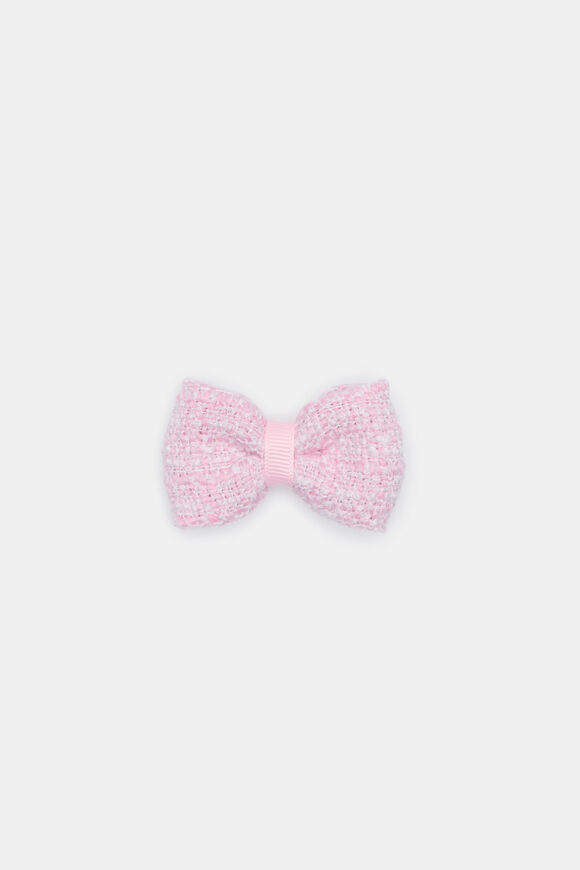 Tweed Bow Duck Clip  Candy Pink  hi-res