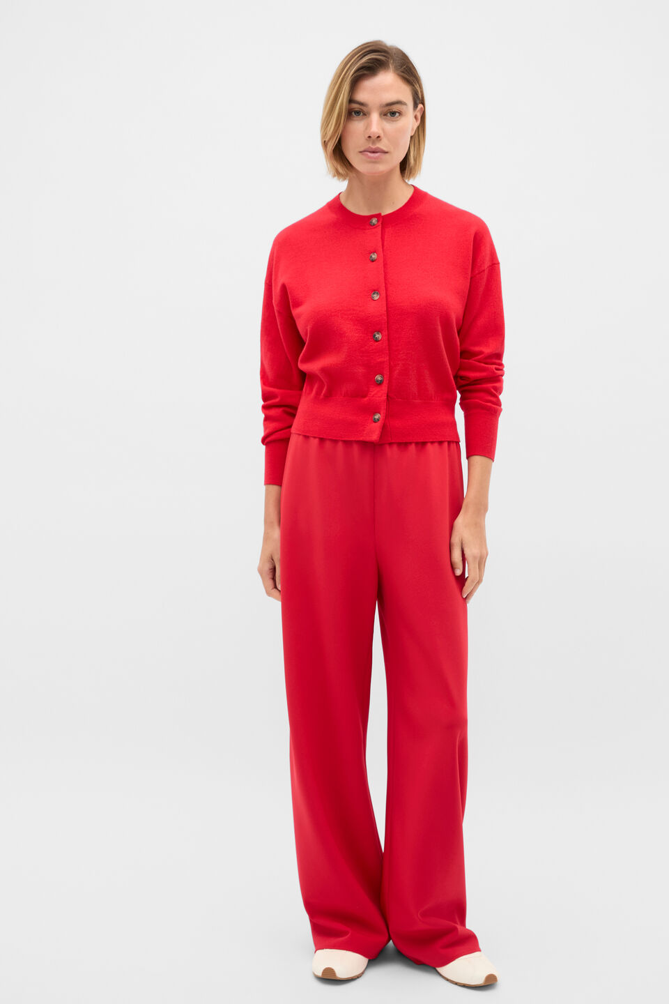 Australian Merino Relaxed Cardigan  Poppy