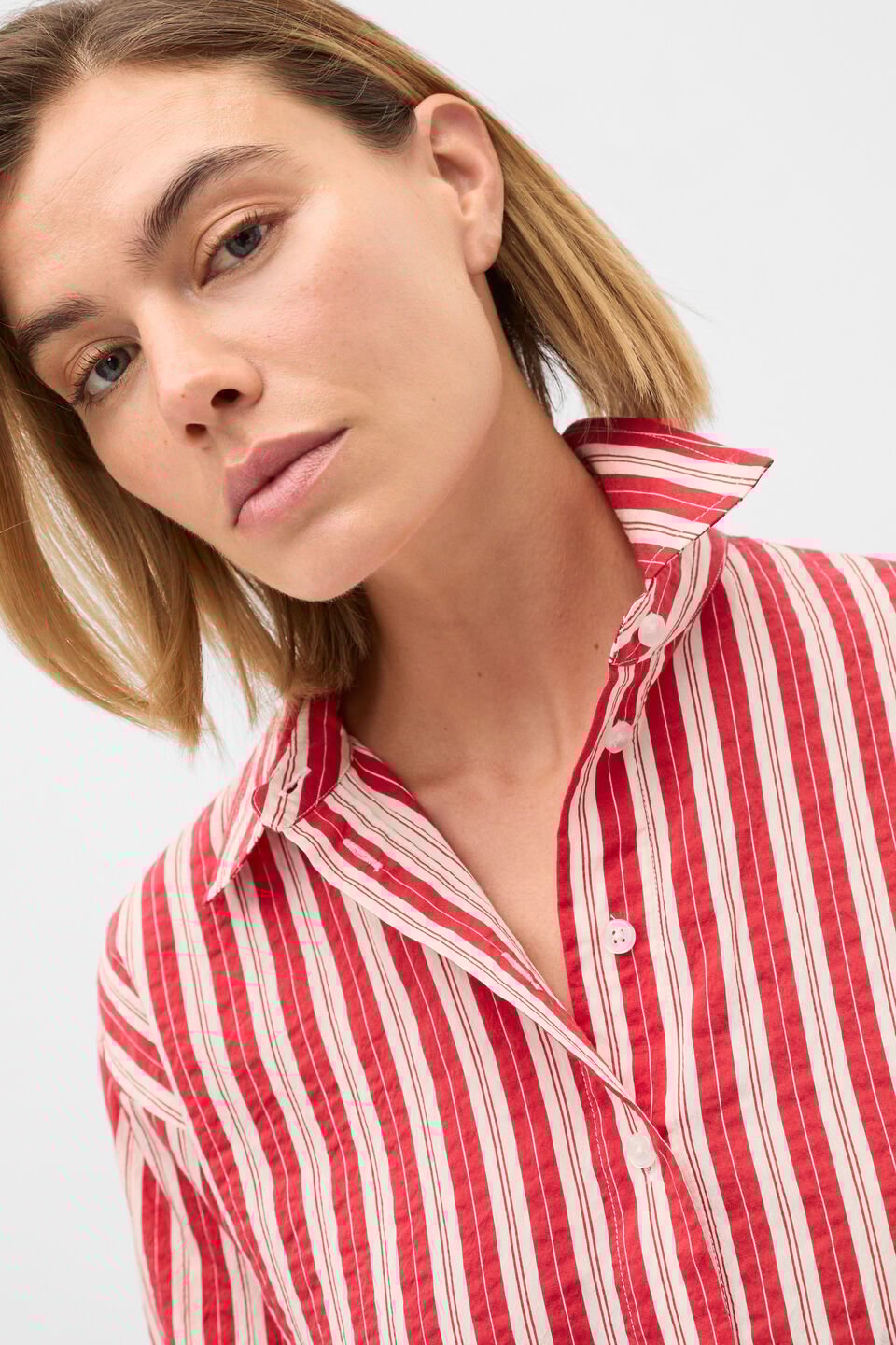 Textured Stripe Shirt  Poppy Stripe
