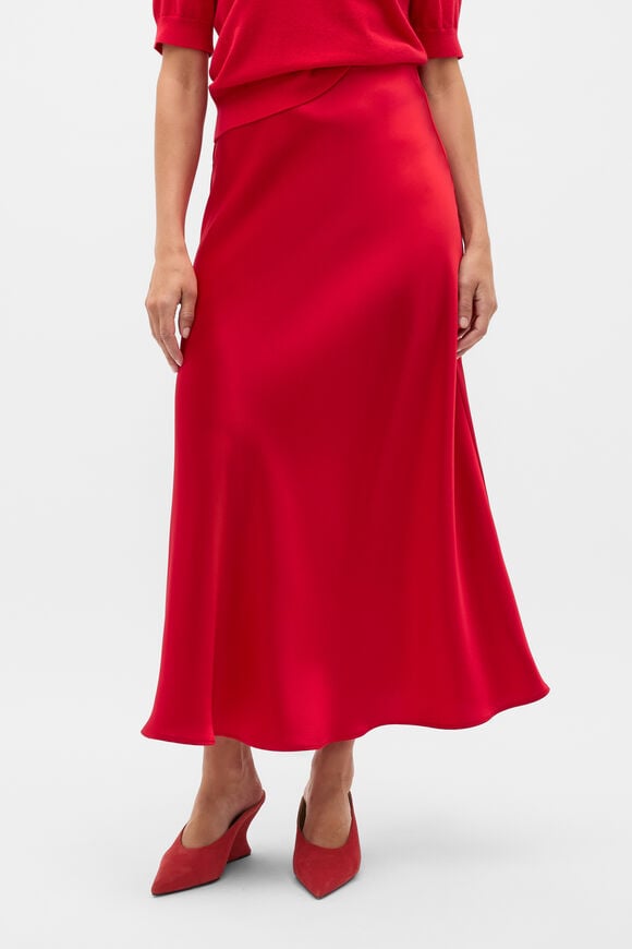 Satin Midi Skirt  Poppy  hi-res