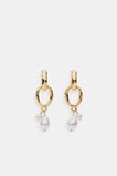 Pearl Drop Link Earring  Gold  hi-res