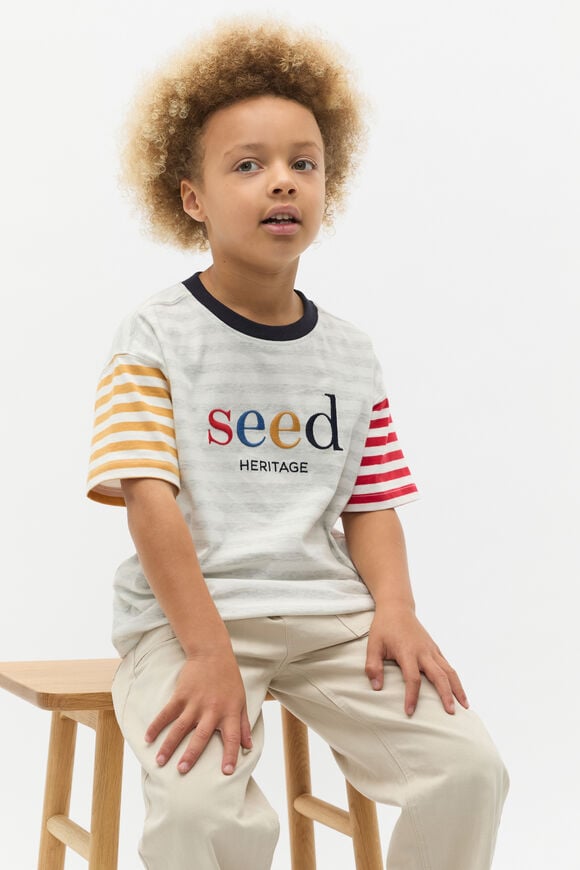 Colourblock Tee  Light Grey Marle  hi-res