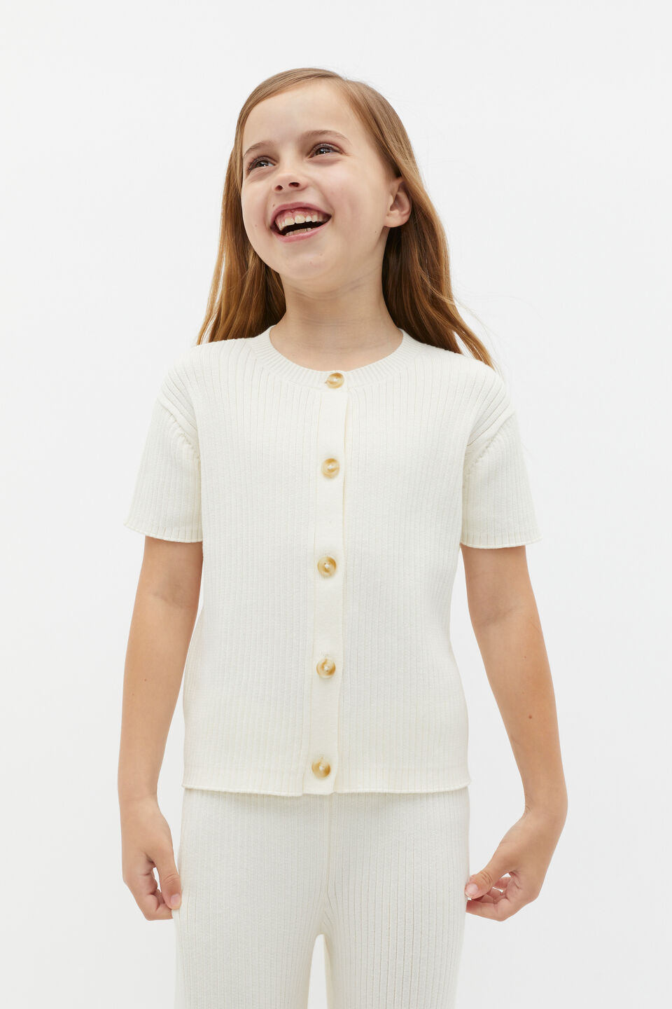 Button Knit Tee  Classic Cream