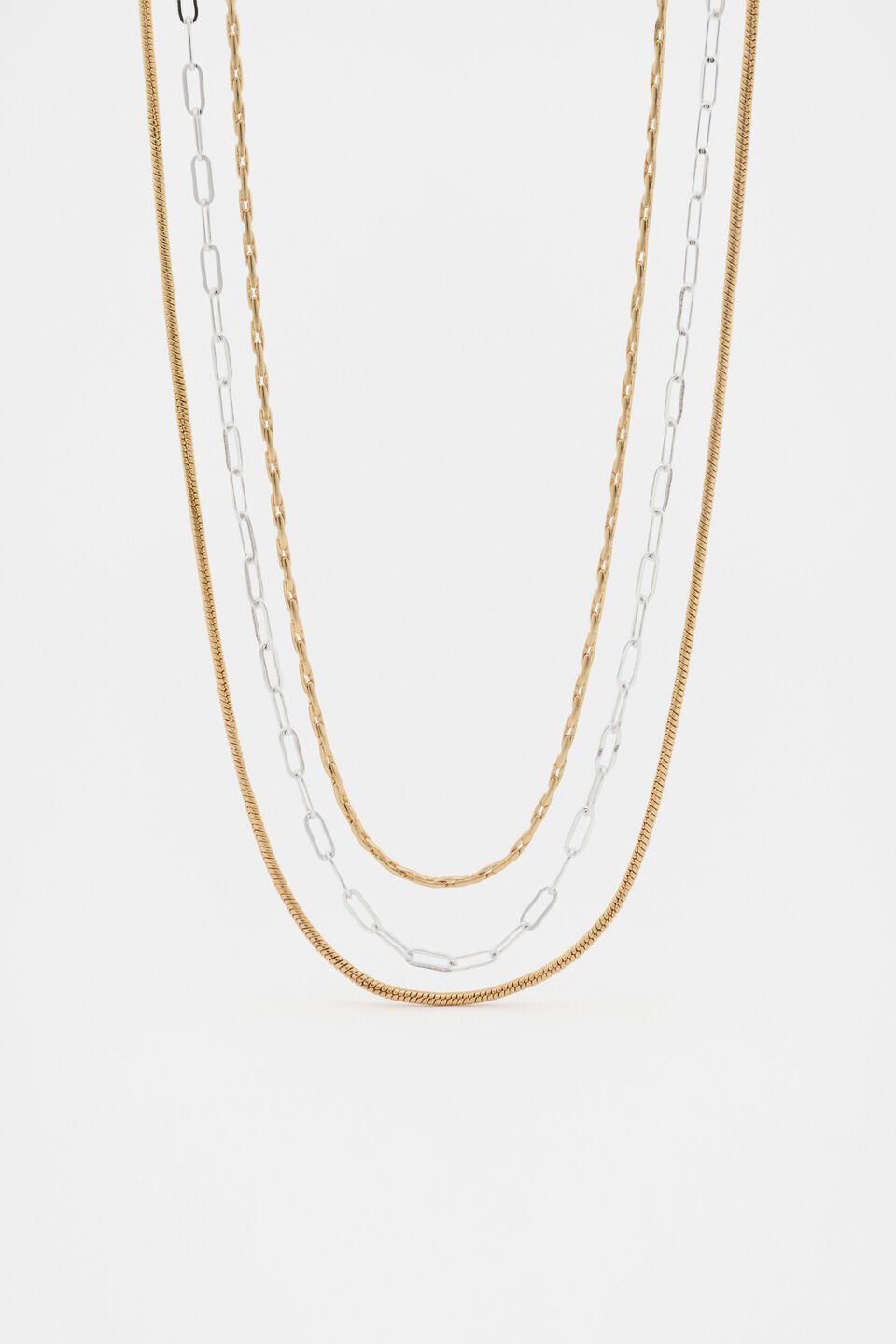Triple Chain Necklace  Gold Silver