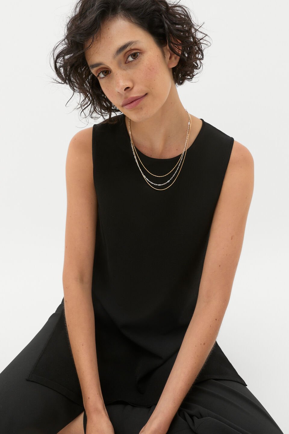 Triple Chain Necklace  Gold Silver