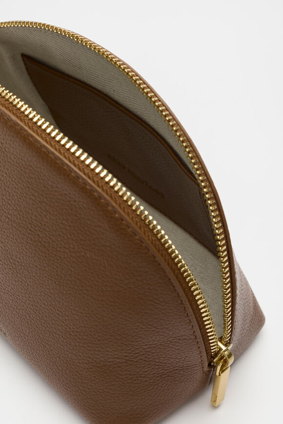 Leather Curved Pouch  Deep Tan  hi-res