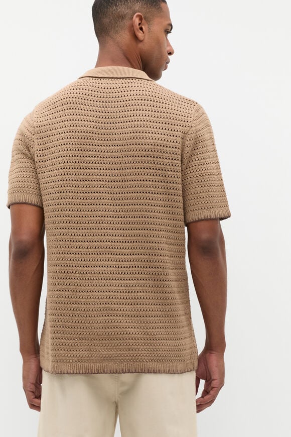 Blanket Stitch Kn Polo  Nougat  hi-res