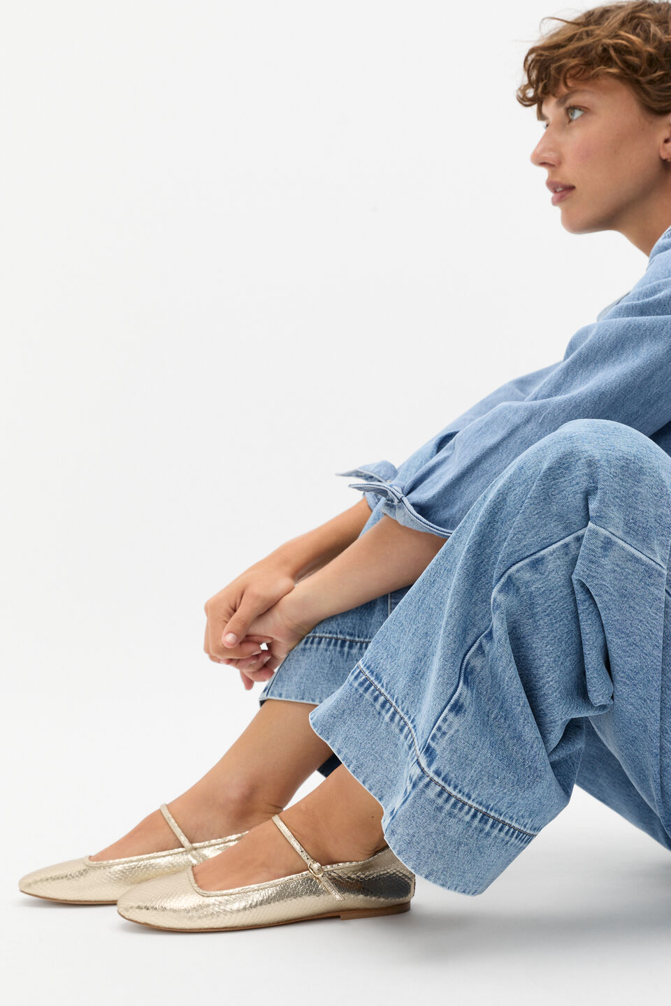 Kai Snake Embossed Ballet Flat  Soft Gold