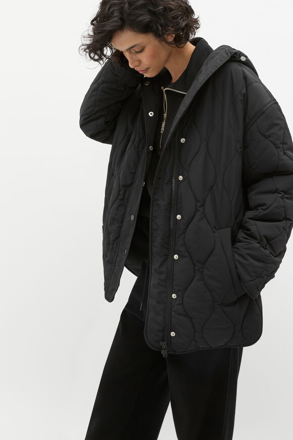 Boxy Quilted Jacket  Black  hi-res